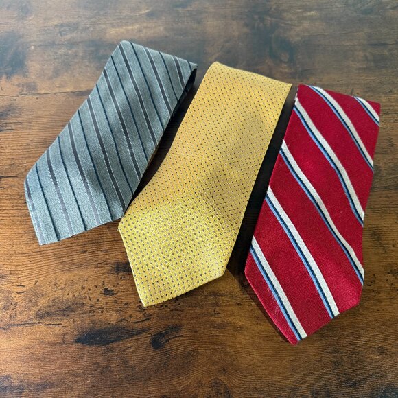 Lot of 3 VTG Crest Tommy Hilfiger Silk Mens Tie Made In USA Logo - Picture 1 of 5